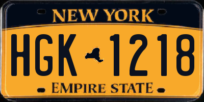 NY license plate HGK1218