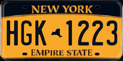 NY license plate HGK1223