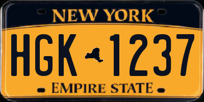 NY license plate HGK1237
