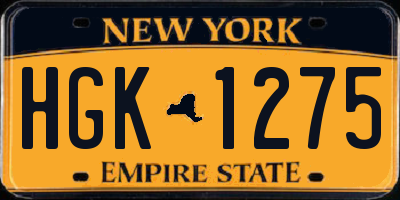 NY license plate HGK1275