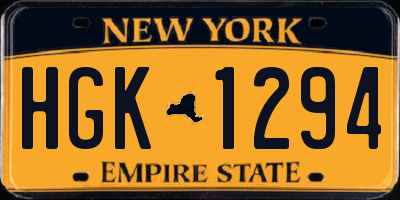 NY license plate HGK1294