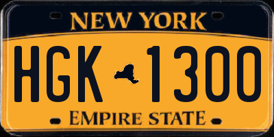 NY license plate HGK1300