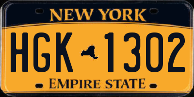 NY license plate HGK1302