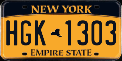 NY license plate HGK1303