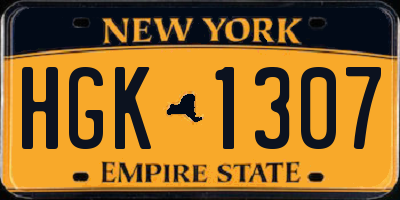 NY license plate HGK1307