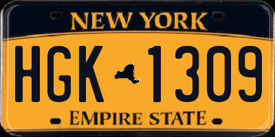 NY license plate HGK1309
