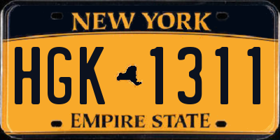 NY license plate HGK1311