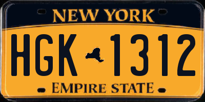 NY license plate HGK1312