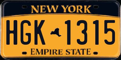 NY license plate HGK1315