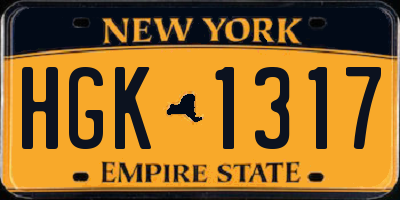 NY license plate HGK1317