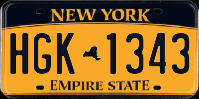 NY license plate HGK1343