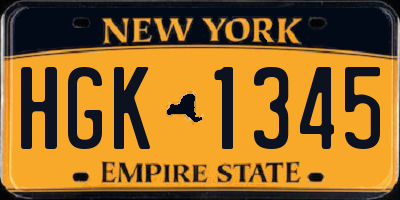 NY license plate HGK1345