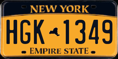 NY license plate HGK1349