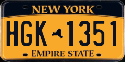 NY license plate HGK1351
