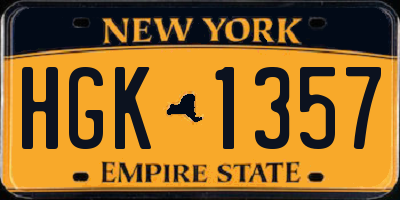 NY license plate HGK1357