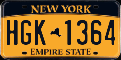 NY license plate HGK1364