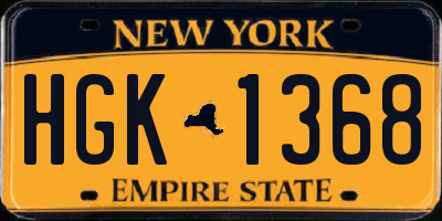 NY license plate HGK1368