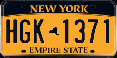 NY license plate HGK1371