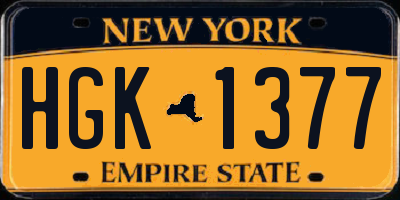 NY license plate HGK1377