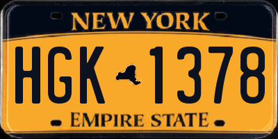 NY license plate HGK1378