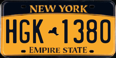 NY license plate HGK1380