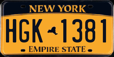 NY license plate HGK1381