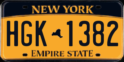 NY license plate HGK1382