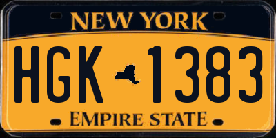 NY license plate HGK1383