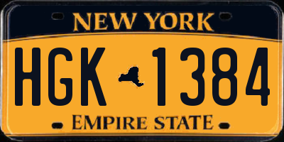 NY license plate HGK1384
