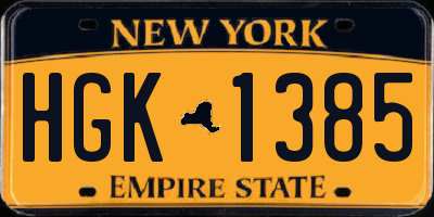 NY license plate HGK1385