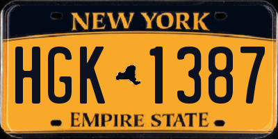 NY license plate HGK1387