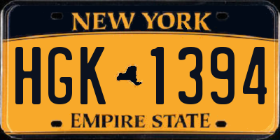 NY license plate HGK1394