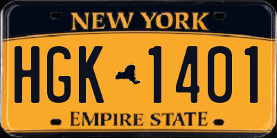 NY license plate HGK1401