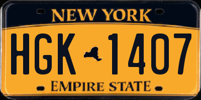 NY license plate HGK1407