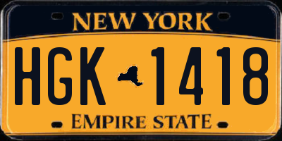 NY license plate HGK1418