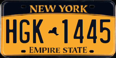 NY license plate HGK1445