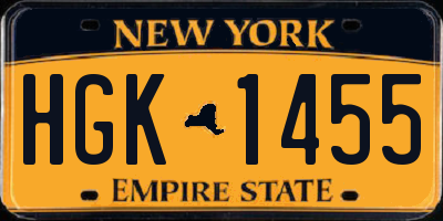 NY license plate HGK1455