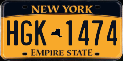 NY license plate HGK1474