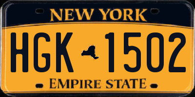 NY license plate HGK1502