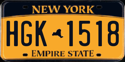 NY license plate HGK1518