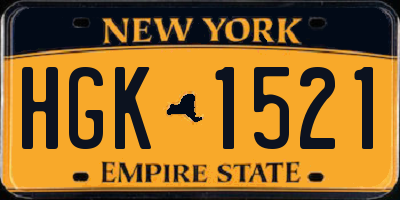 NY license plate HGK1521