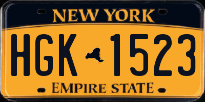 NY license plate HGK1523