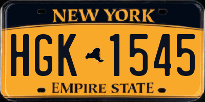 NY license plate HGK1545