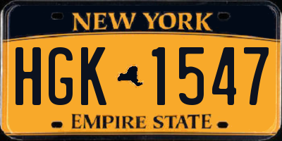 NY license plate HGK1547