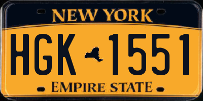 NY license plate HGK1551
