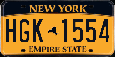 NY license plate HGK1554
