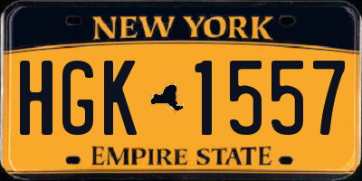 NY license plate HGK1557