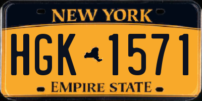 NY license plate HGK1571