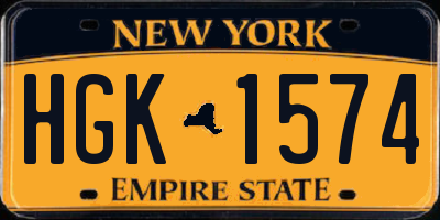 NY license plate HGK1574