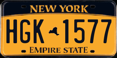 NY license plate HGK1577